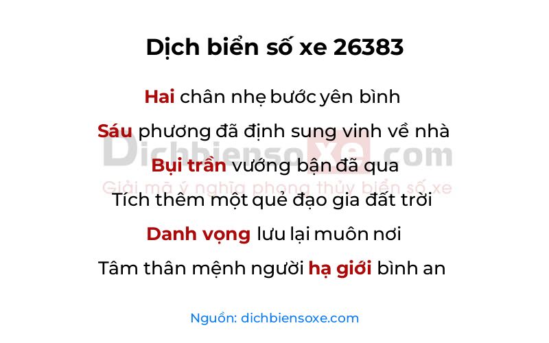 Dịch thơ biển số 26383
