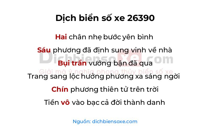 Dịch thơ biển số 26390
