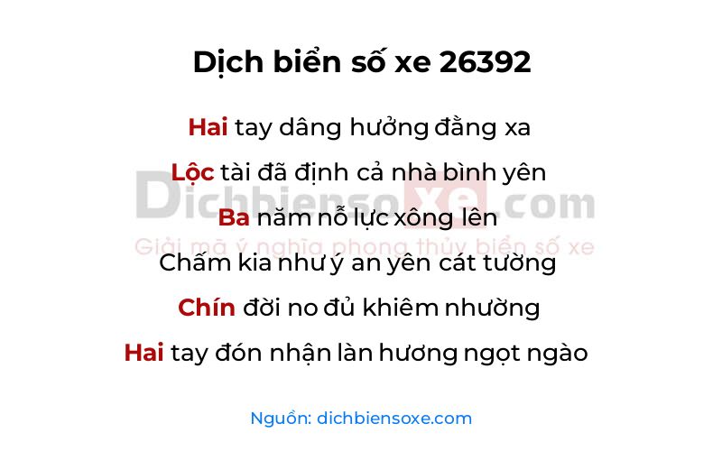 Dịch thơ biển số 26392