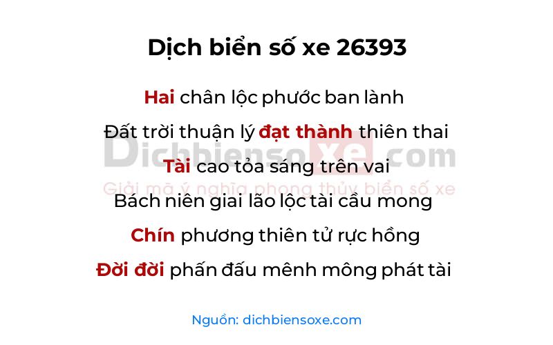 Dịch thơ biển số 26393