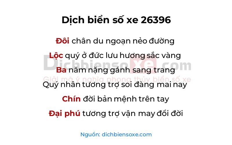 Dịch thơ biển số 26396