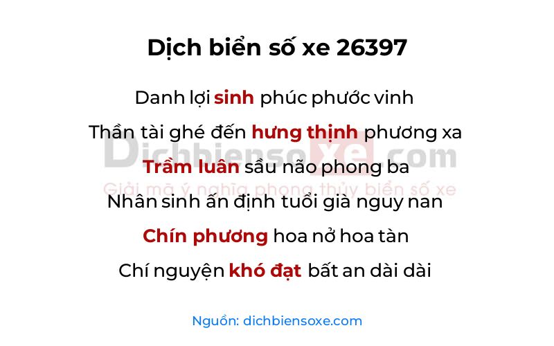 Dịch thơ biển số 26397