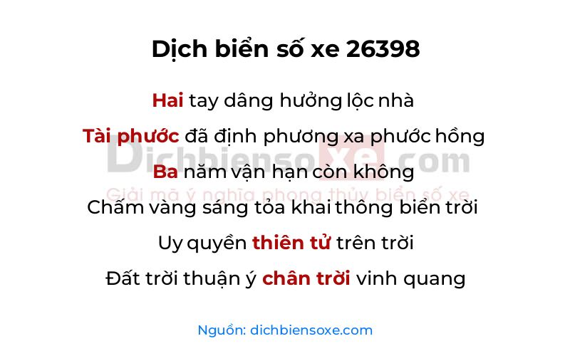 Dịch thơ biển số 26398