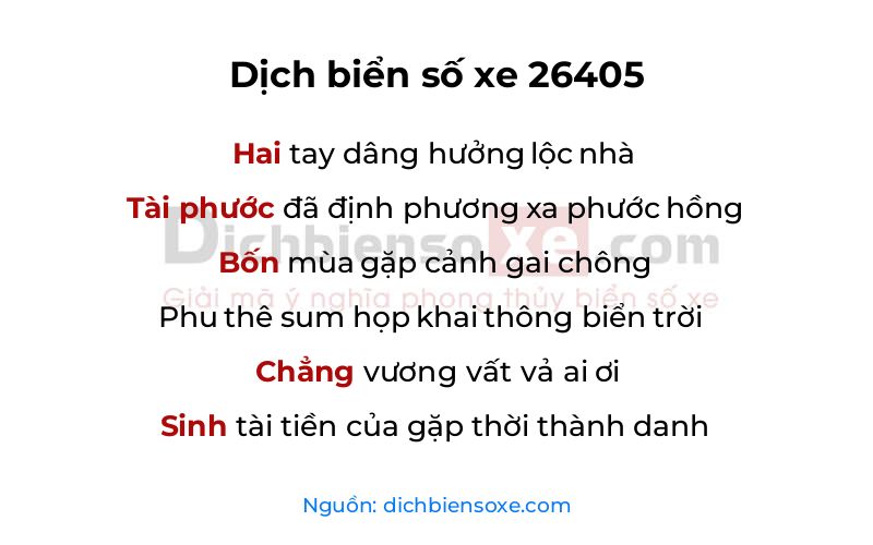 Dịch thơ biển số 26405