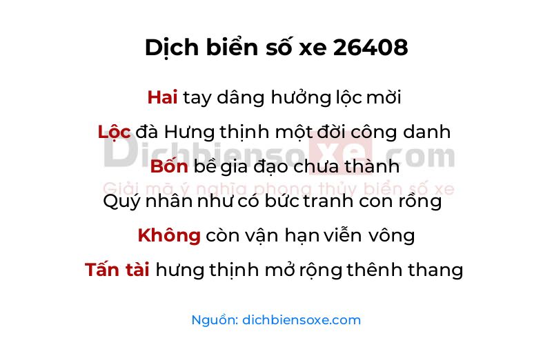 Dịch thơ biển số 26408