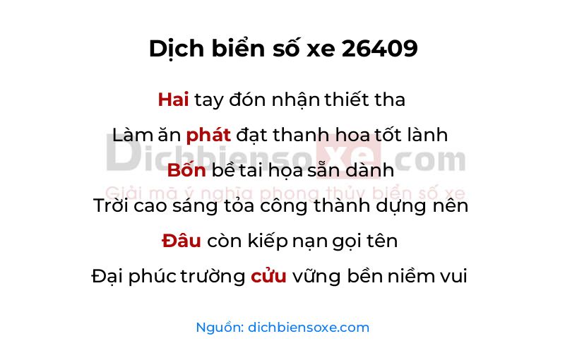 Dịch thơ biển số 26409
