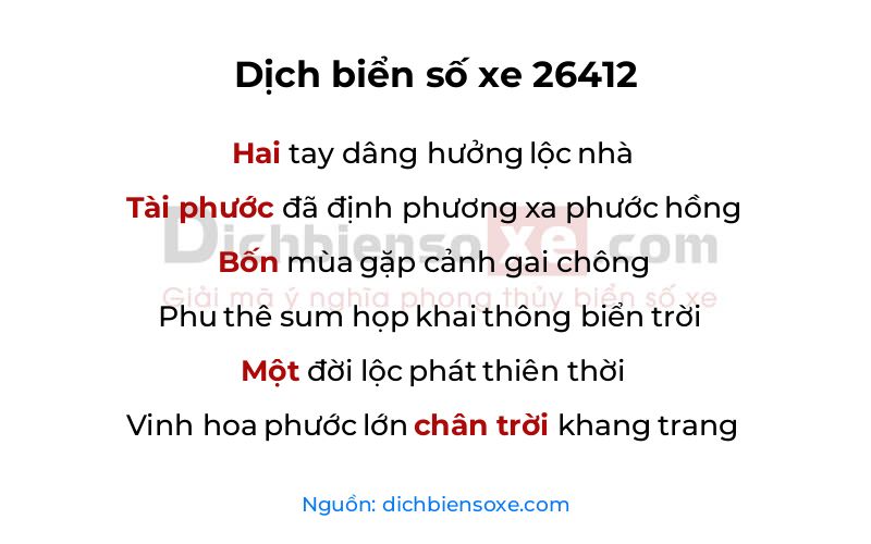 Dịch thơ biển số 26412