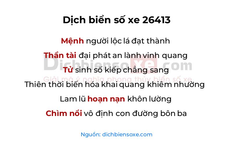 Dịch thơ biển số 26413