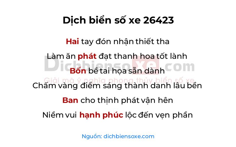 Dịch thơ biển số 26423