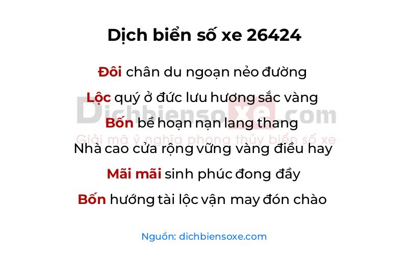 Dịch thơ biển số 26424