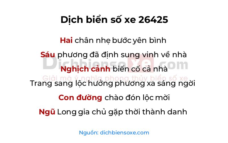 Dịch thơ biển số 26425