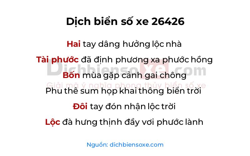 Dịch thơ biển số 26426