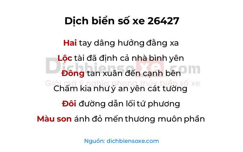 Dịch thơ biển số 26427