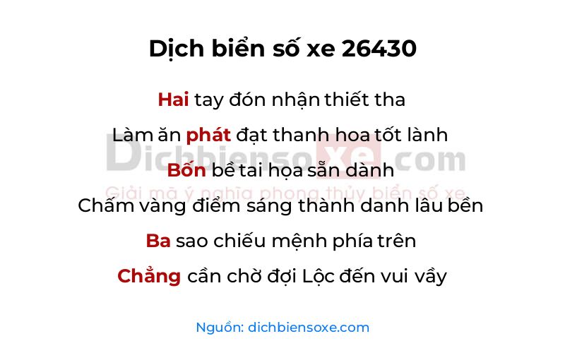 Dịch thơ biển số 26430