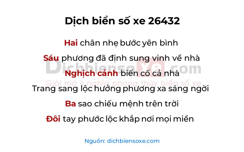 Dịch thơ biển số 26432