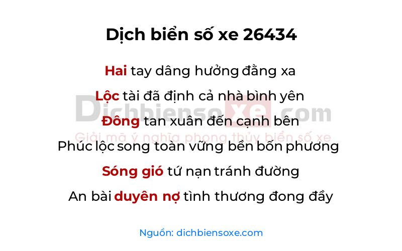 Dịch thơ biển số 26434