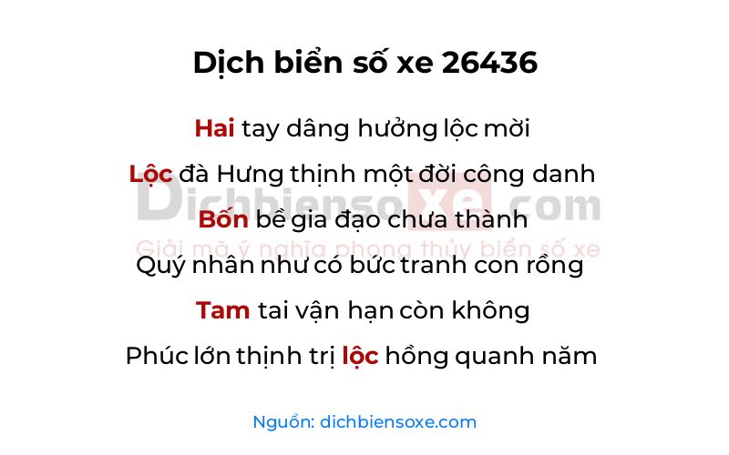 Dịch thơ biển số 26436