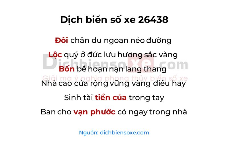 Dịch thơ biển số 26438