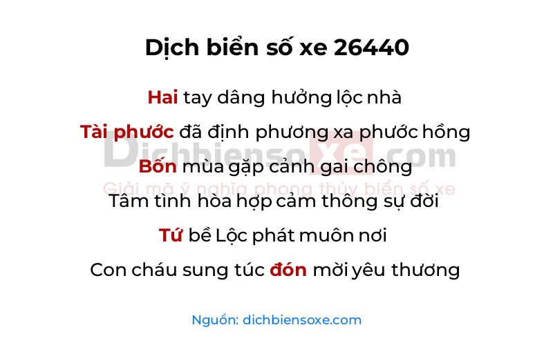 Dịch thơ biển số 26440