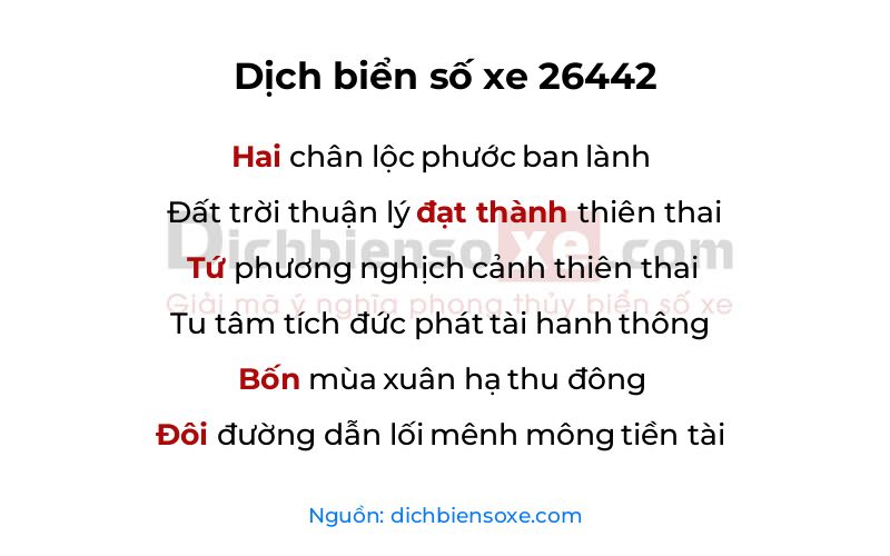 Dịch thơ biển số 26442
