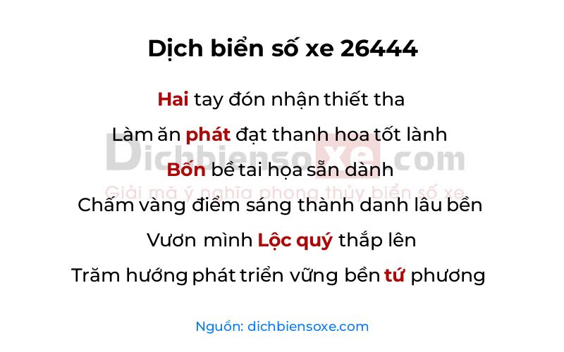 Dịch thơ biển số 26444