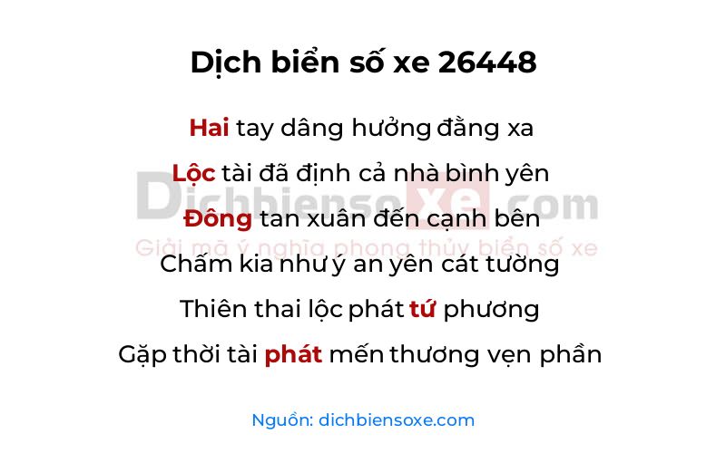 Dịch thơ biển số 26448