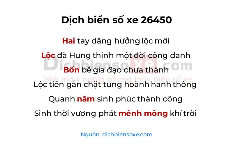 Dịch thơ biển số 26450
