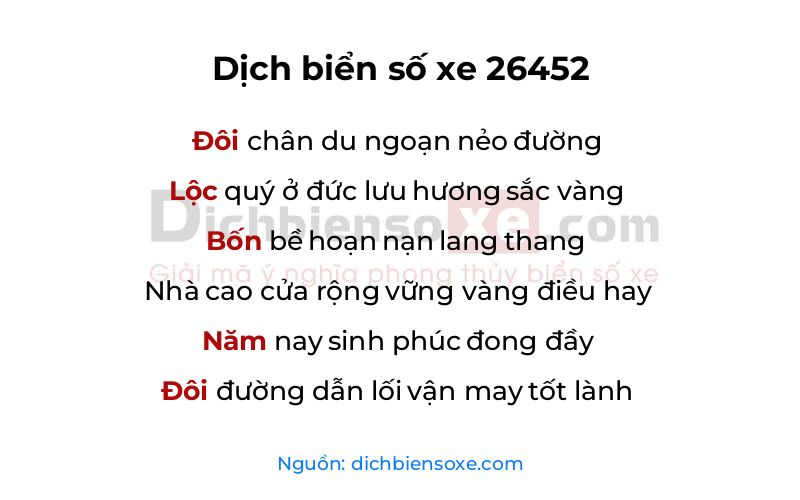 Dịch thơ biển số 26452
