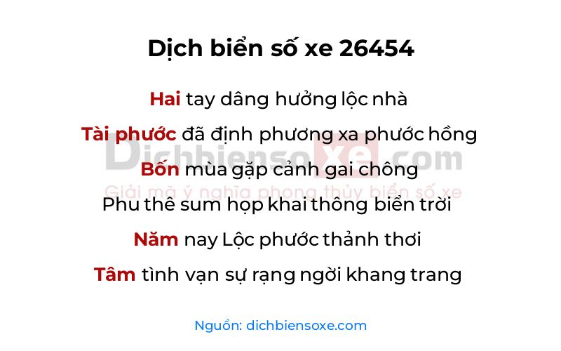 Dịch thơ biển số 26454