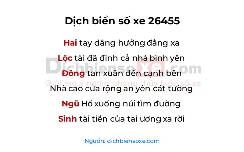 Dịch thơ biển số 26455