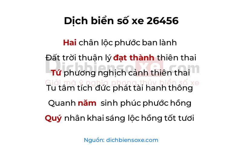 Dịch thơ biển số 26456