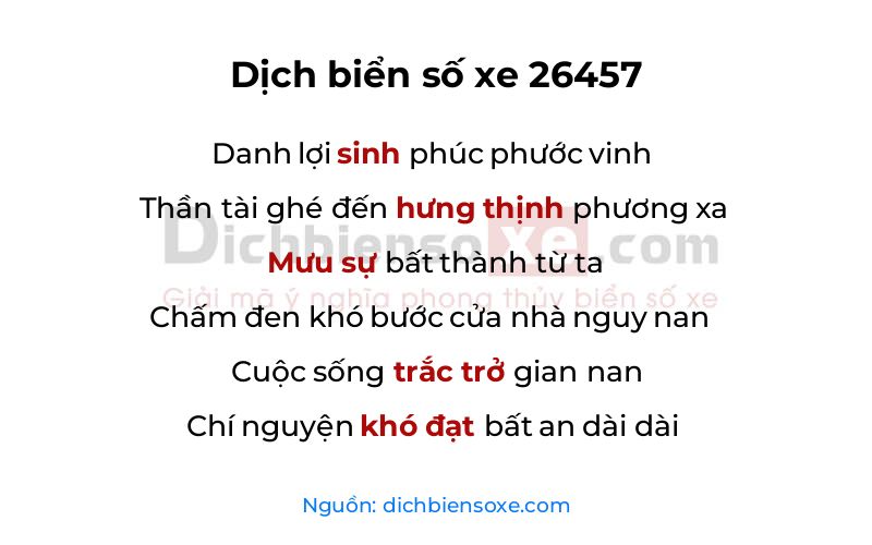 Dịch thơ biển số 26457