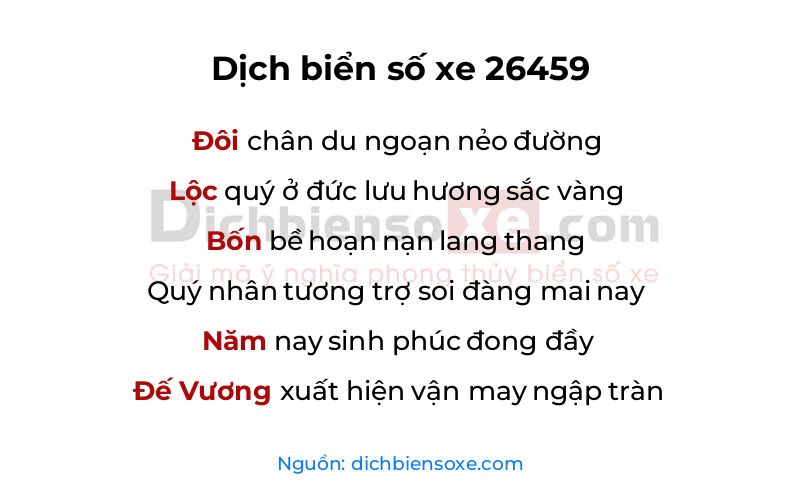 Dịch thơ biển số 26459