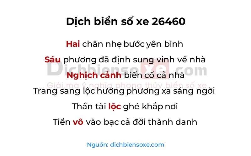 Dịch thơ biển số 26460