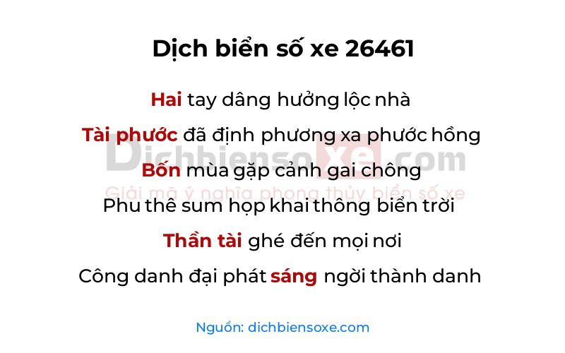Dịch thơ biển số 26461