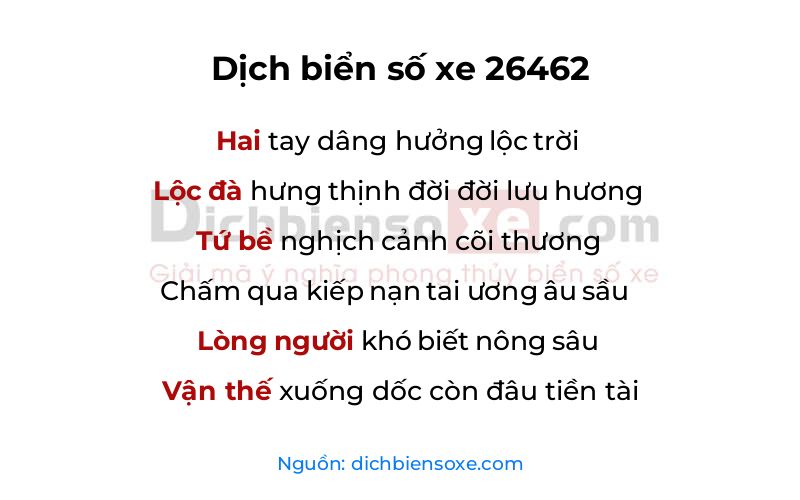 Dịch thơ biển số 26462