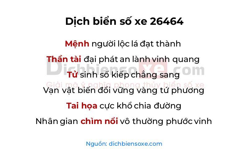 Dịch thơ biển số 26464