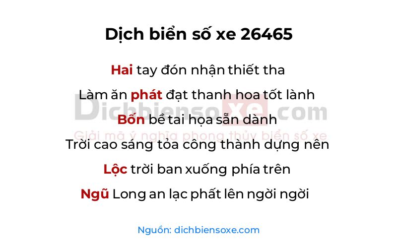 Dịch thơ biển số 26465
