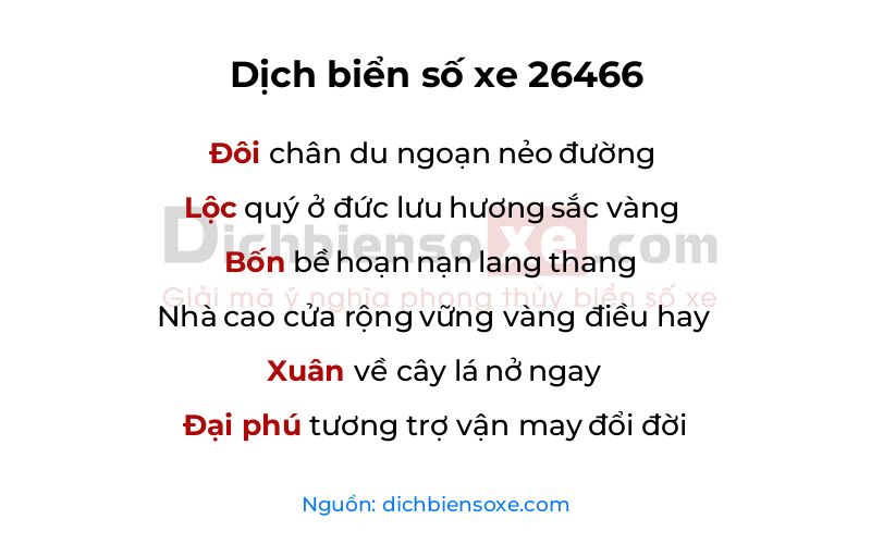 Dịch thơ biển số 26466