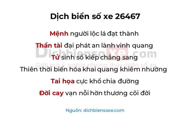 Dịch thơ biển số 26467
