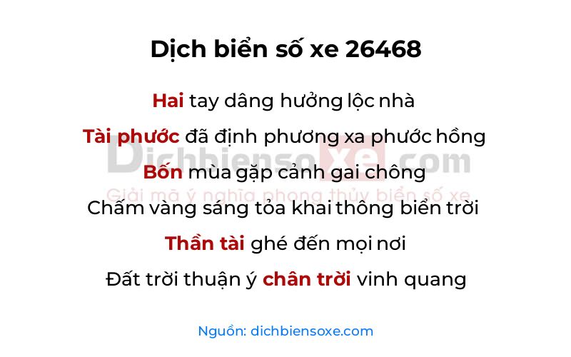 Dịch thơ biển số 26468