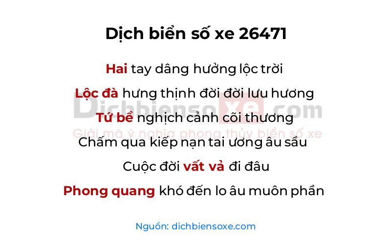 Dịch thơ biển số 26471
