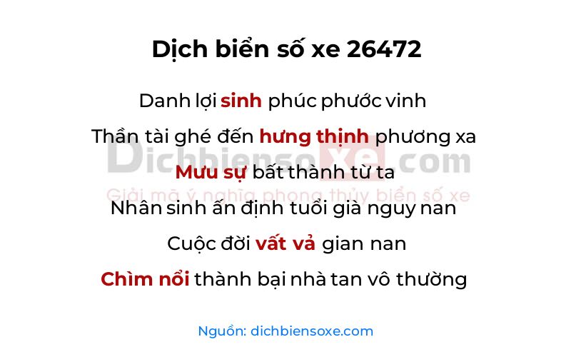 Dịch thơ biển số 26472