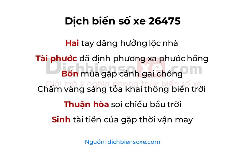 Dịch thơ biển số 26475