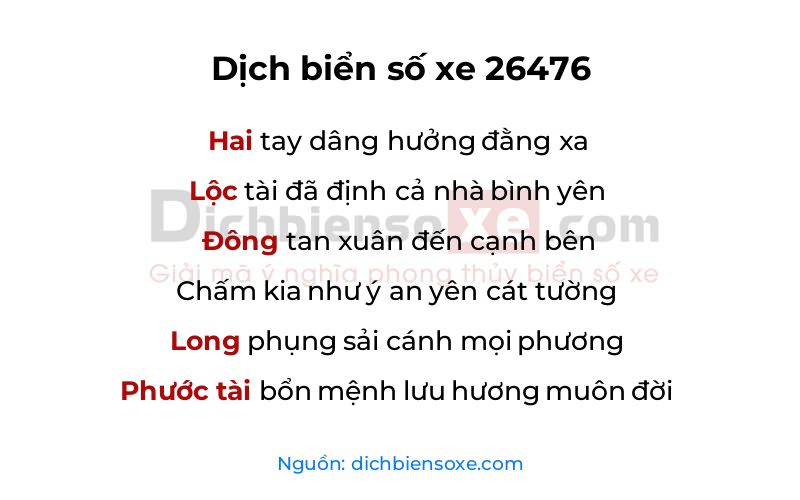 Dịch thơ biển số 26476