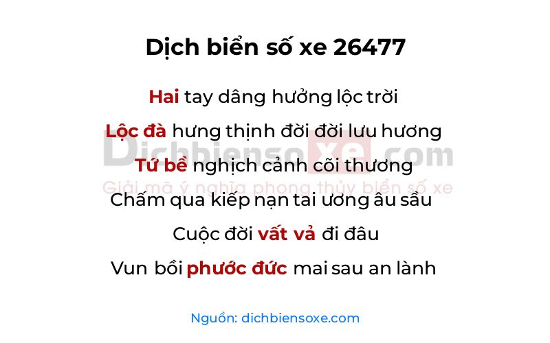 Dịch thơ biển số 26477