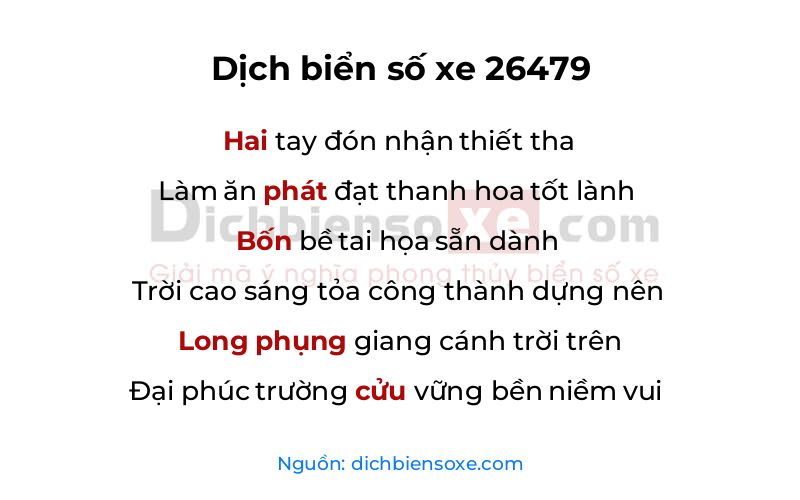 Dịch thơ biển số 26479