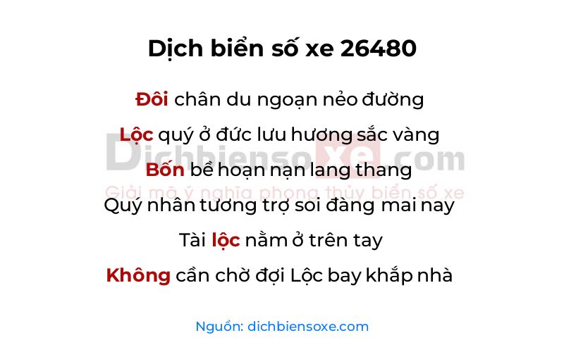 Dịch thơ biển số 26480