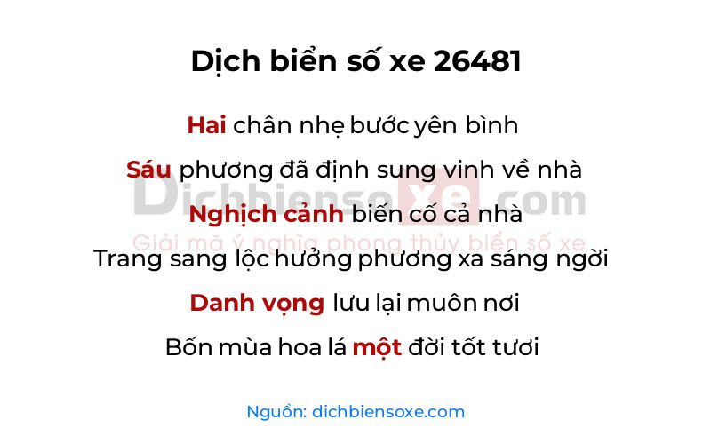 Dịch thơ biển số 26481