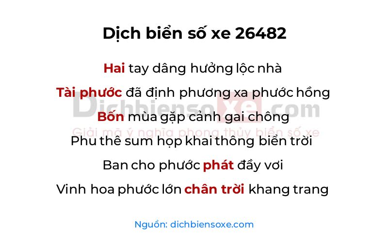Dịch thơ biển số 26482